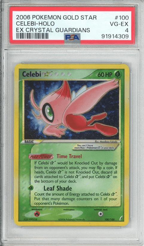 The customer's PSA Gold Star Celebi slab