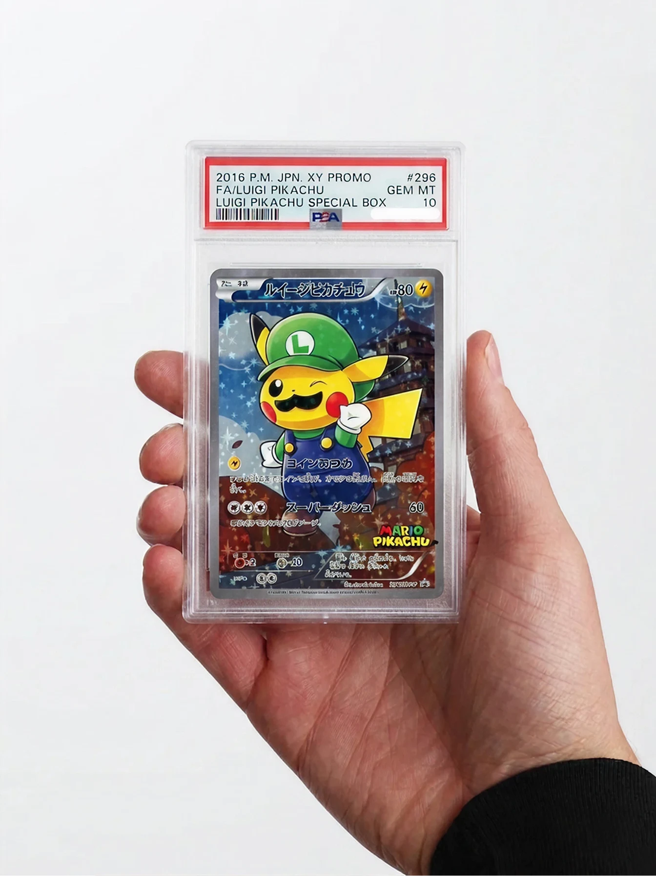 PSA-graded full-art Luigi Pikachu promo card